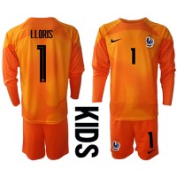 Dětský Fotbalový dres Francie Hugo Lloris #1 Brankářské MS 2022 Domácí Dlouhý Rukáv (+ trenýrky)